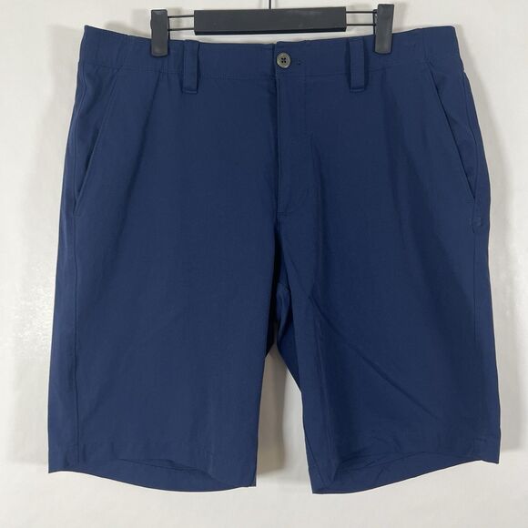 Under Armour Golf Chino Shorts Mens Size 38 Navy Blue 11” Inseam Elastic Waist - Picture 1 of 13